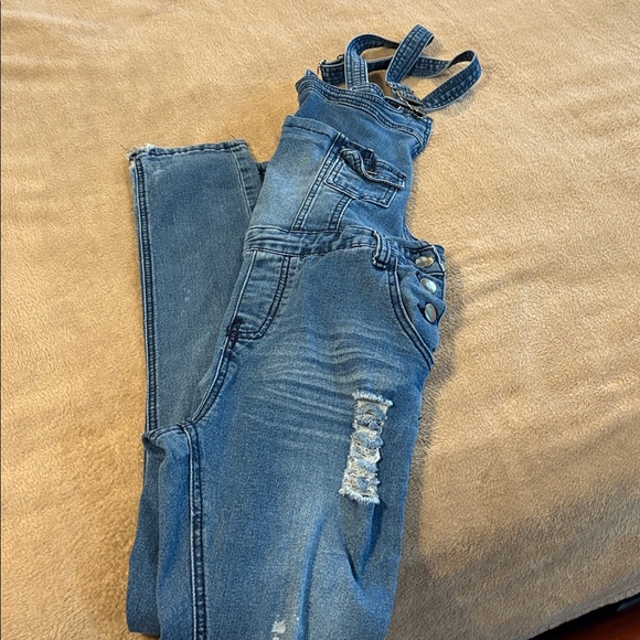 Roma Studio Distressed Denim Overalls Juniors XL - Picture 3 of 10